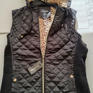 Hooded Vest with Leopard Print